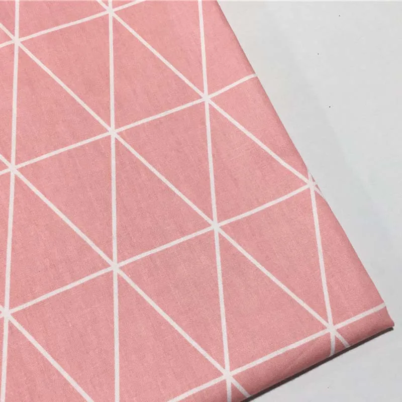 pink rhombus Хлопок мультфильм Серый Милый Розовый Белый Аква Кот портрет ромб саржа ткань для детей постельные принадлежности лист одежда платье домашний декор - Цвет: pink rhombus