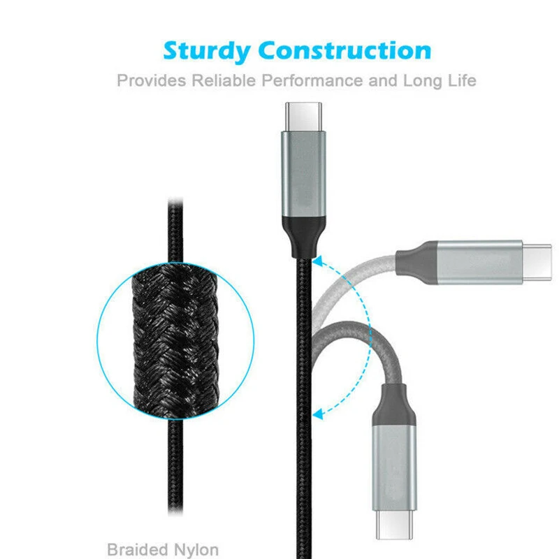 

Fast Charging USB C to USB C Cable Cord Quick Type C USB C to C Braided Charger 1 Meter