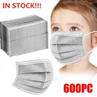 Маски детские одноразовые, серая безопасная гигиеническая, 3-слойная защита от пыли, 10-600 шт.