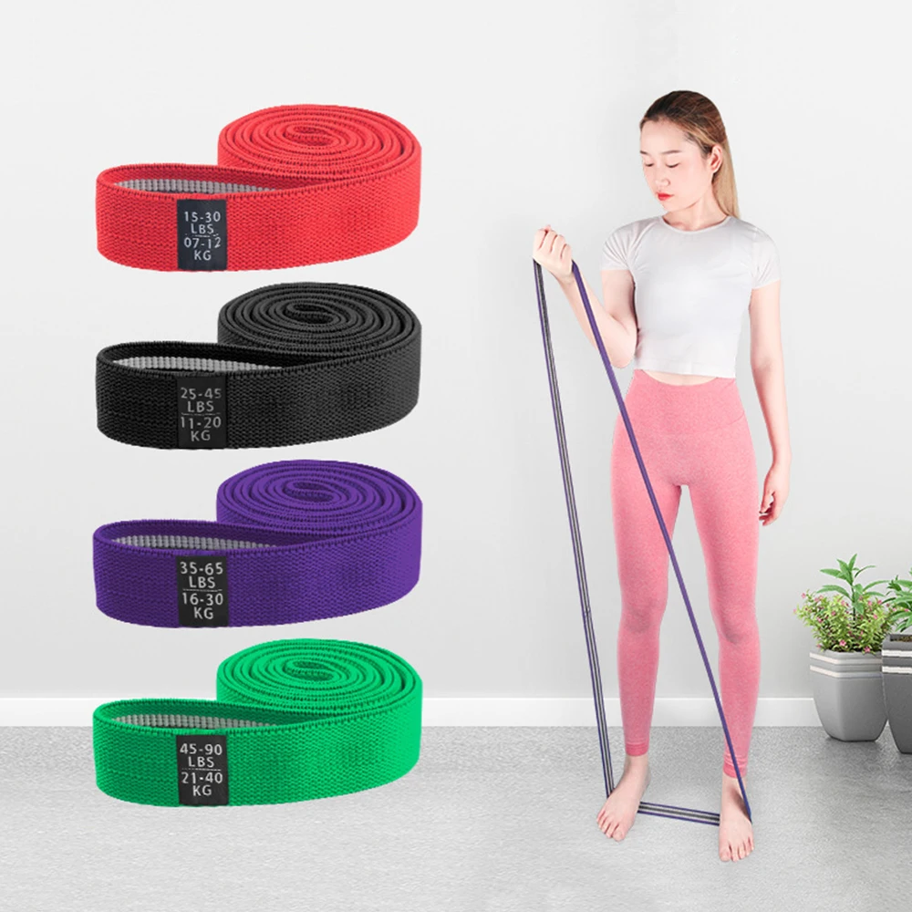 

4PCS Long Resistance Loop Bands with Storage Bag Elastic Band Set for Yoga Home Gym Training
