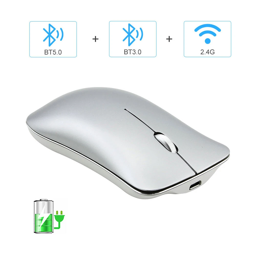 Ультратонкая перезаряжаемая беспроводная мышь CHYI из алюминиевого сплава Bluetooth 5