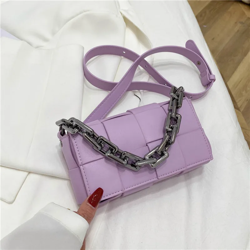 

Fashion Solid Color Shoulder Crossbody Bag for Women 2021 Leather Woven Bag Female Designer Casual Concise Chest Bag Waist Bag