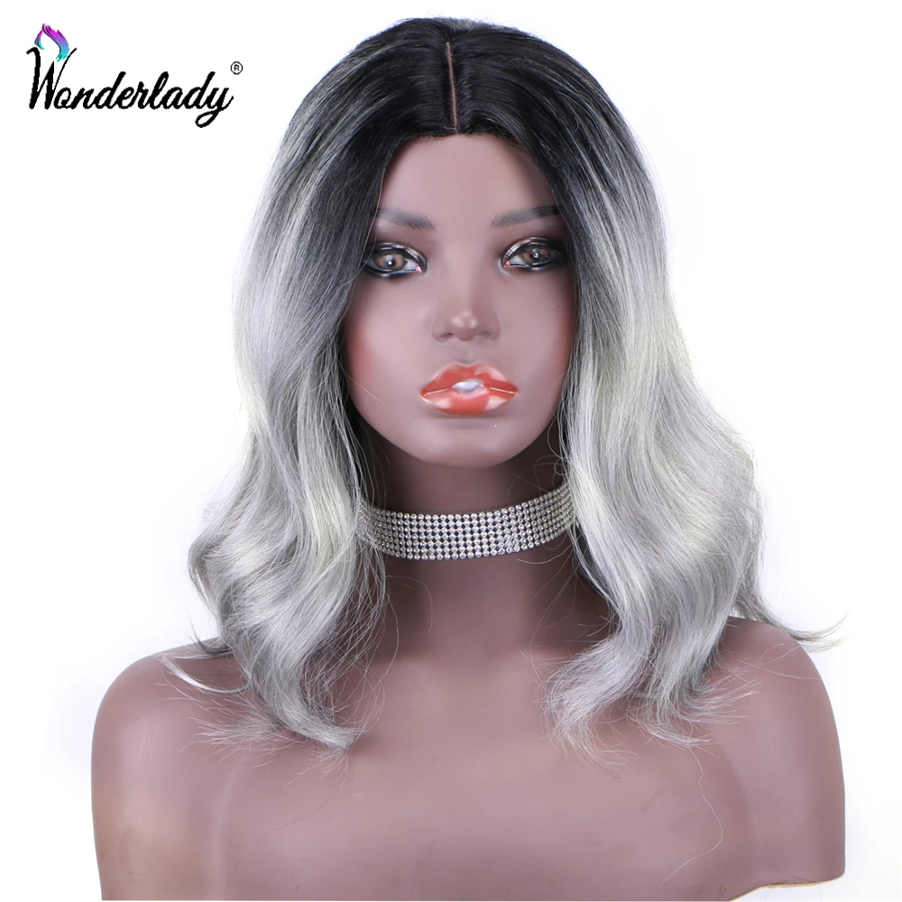 WonderLady парик из натуральных волн с глубоким средним слоем 12 дюймов черный