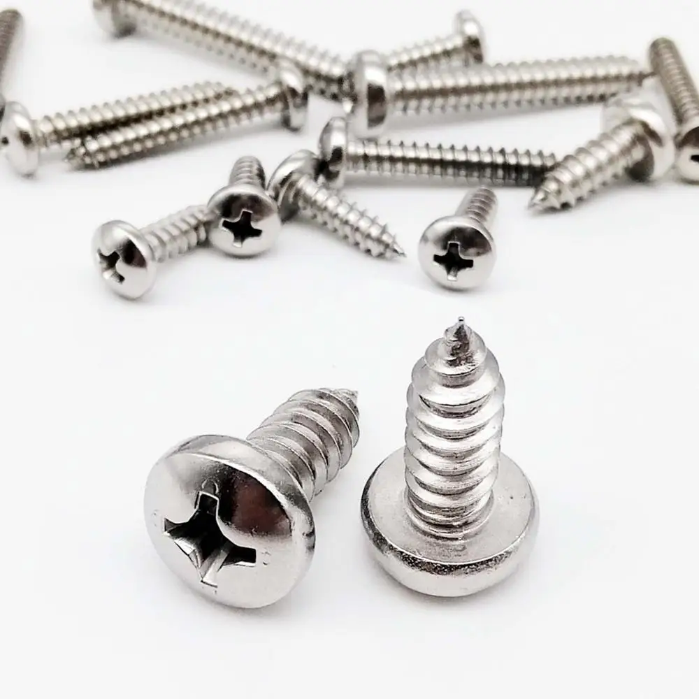

10/50pcs M3.5 M3.9 M4.2 M4.8 M5.5 M6.3 304 A2-70 stainless steel Cross Phillips Pan Round Head Self tapping Furniture Wood Screw