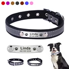 Персонализированный ошейник для собак кожаный Светоотражающий ошейник для собак, идентификационный номер для кошек на заказ Выгравированный ярлык для щенков, крупных собак ошейники, аксессуары для животных