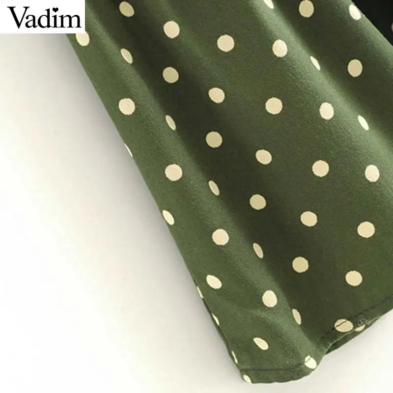 Vadim женское платье миди в горошек с v-образным вырезом, эластичные приталенные, с коротким рукавом, женские повседневные платья до середины икры, шикарные платья трапециевидной формы, QC598