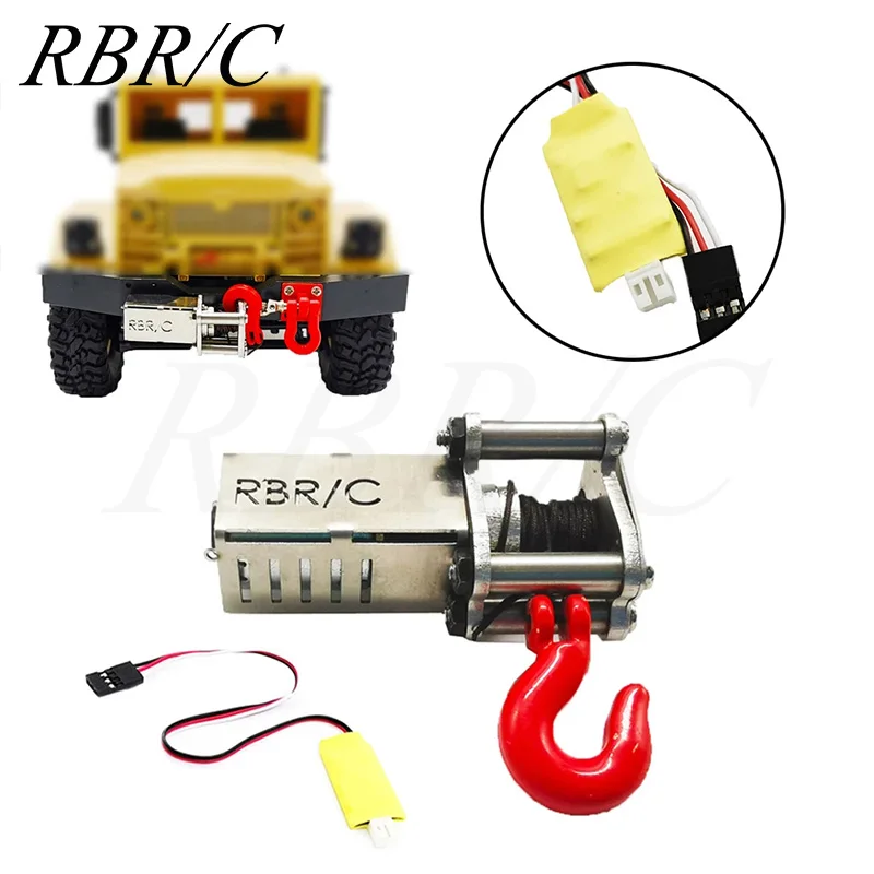 Металлическая электрическая лебедка RBRC, трехканальный контроллер «сделай сам», Модернизированный аксессуар, деталь для WPL JJRC MN внедорожника, полноприводного радиоуправляемого автомобиля
