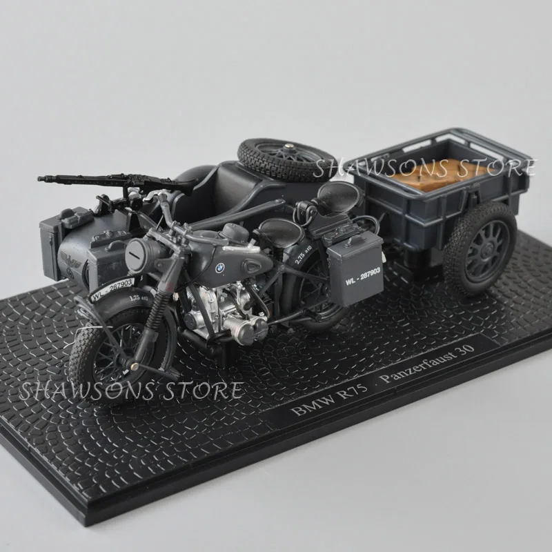 

Коллекционная модель в масштабе 1:24, литый под давлением военный мотор SS18 R75 Panzerfaust 30, сидекар, мотоцикл, трехколесные велосипеды, миниатюрная...