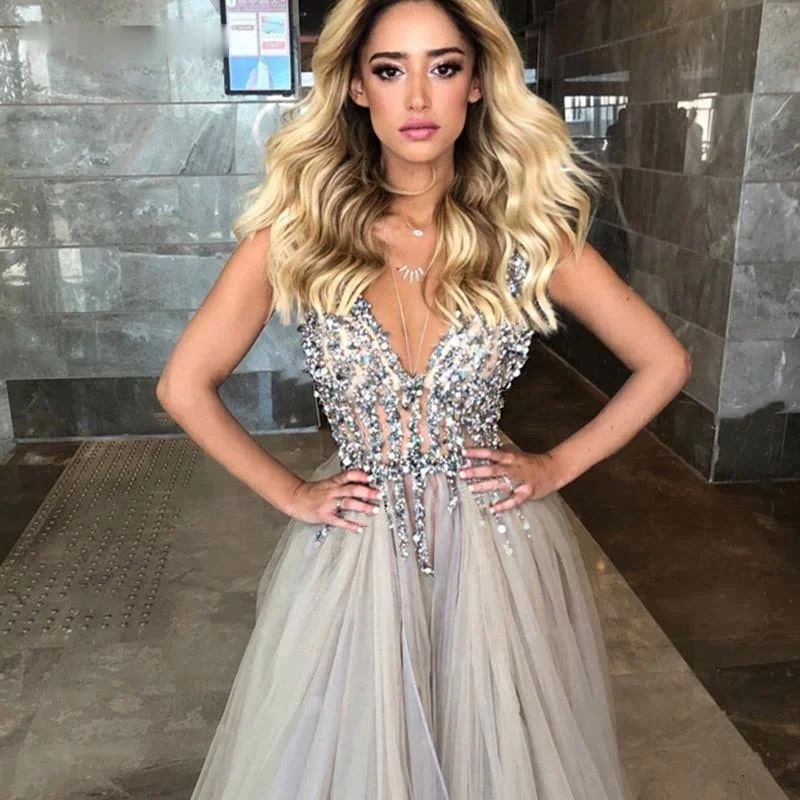 

Zoulv2021 Backless Elegant Gala Jurken Evening Gowns High Split Sexy V Neck Prom Dresses Tulle A Line Long Vestidos Party Dress