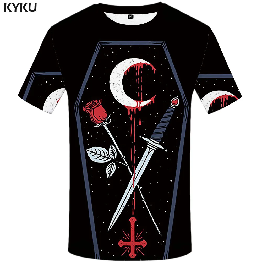 KYKU брендовая футболка Jesus Мужская с изображением Луны футболки цветочным узором