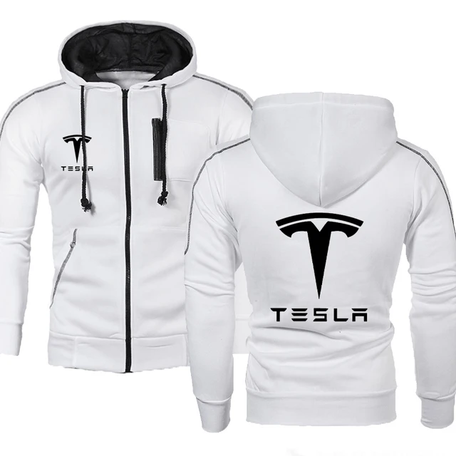

Hoodies Men Tesla Car Logo Print Casual HipHop Harajuku Solid color Hooded Mens Fleece Sweatshirts zipper Jacket Man Clothing a