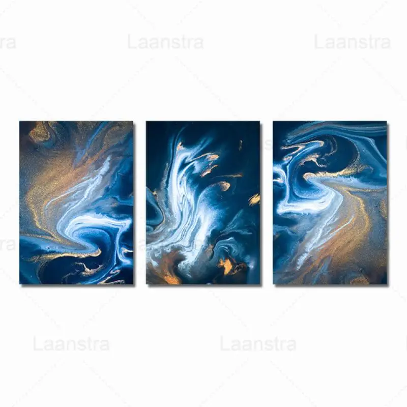 

Blue Gold Nordic Poster Canvas Print Quicksand Abstract Painting Home Decor Living Room Bedside Mural Wall Art Picture Frameless