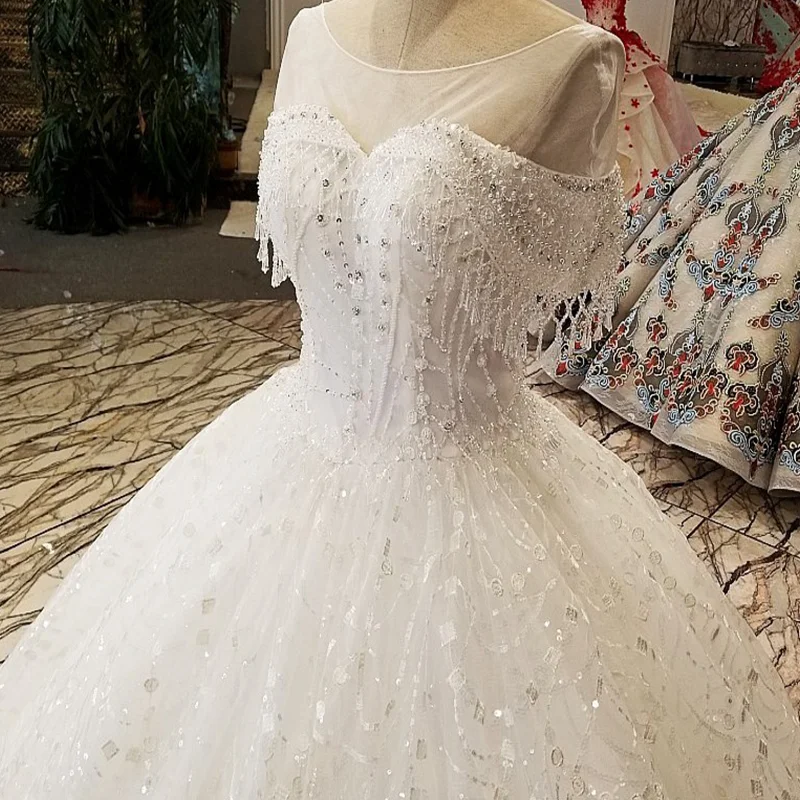 LS21108 2020 new arrival like white organza bridal gowns lace flowers hand working wedding dress real pictures from china shop