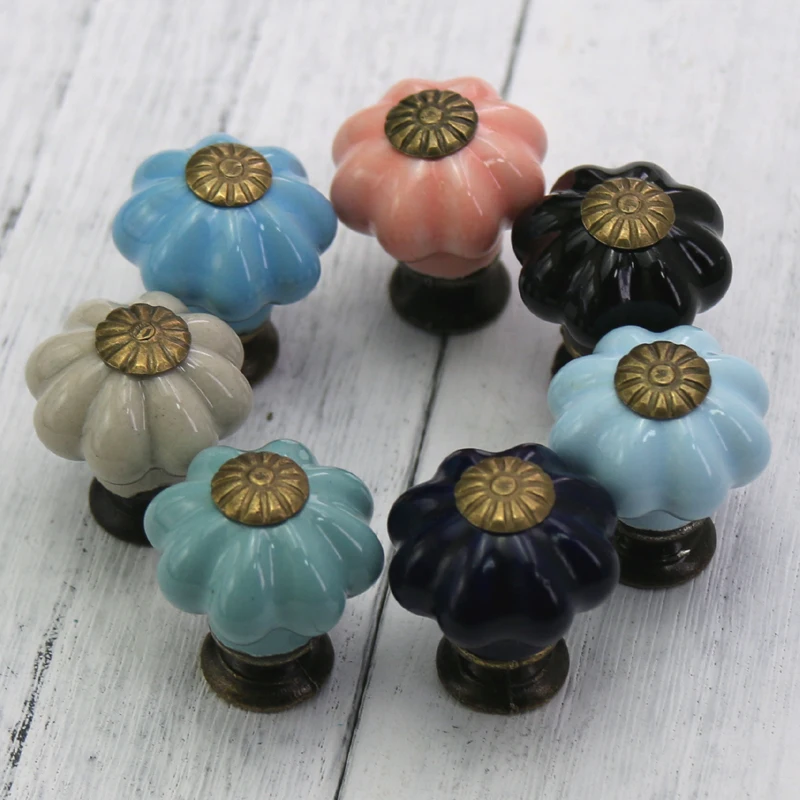 1 шт. маленькая тыквенная керамика детская ручка мебельная для кабинета ящика