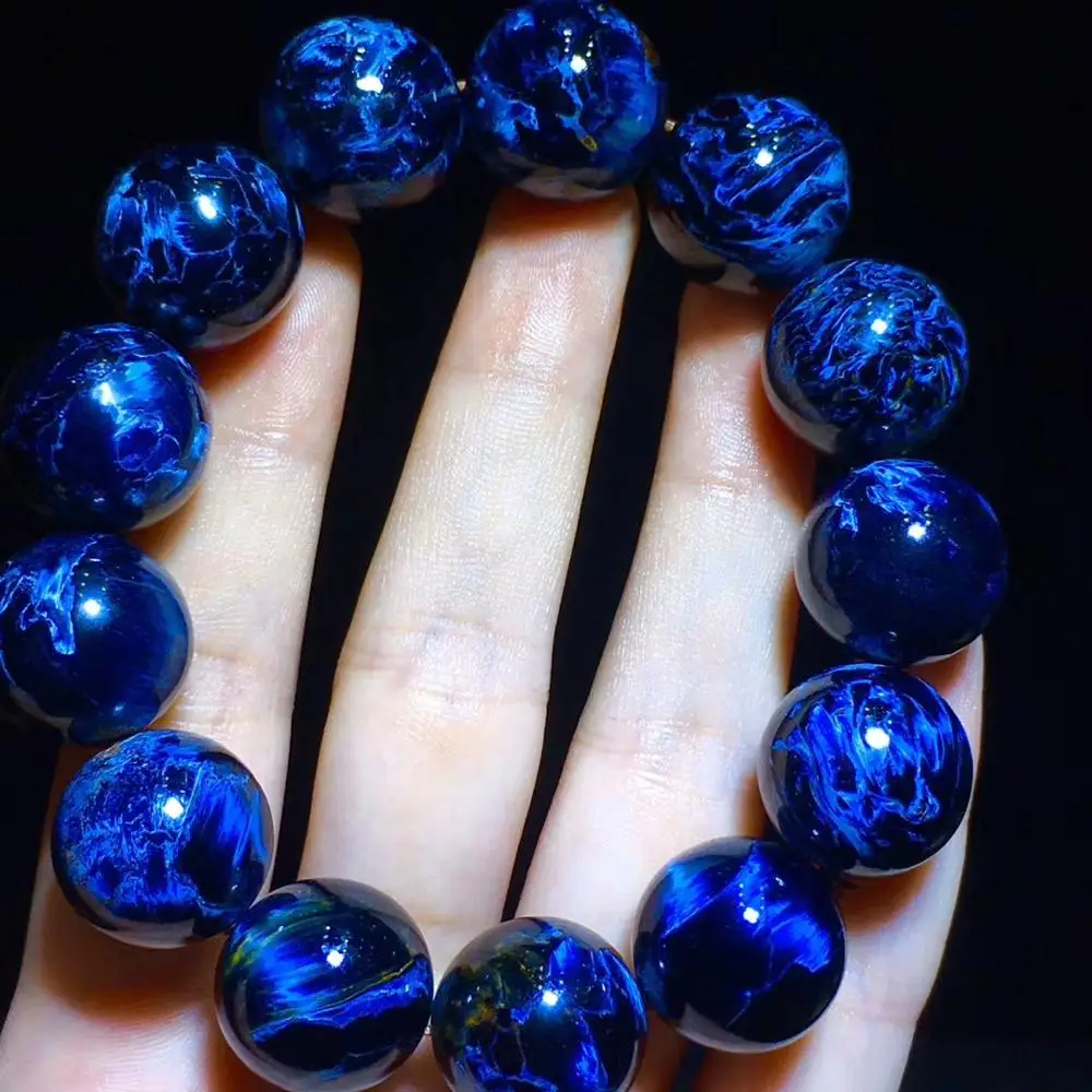 Браслет из натурального голубого камня 17 8 мм для женщин и мужчин стрейчевый