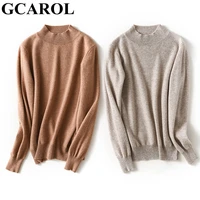 gcarol women stand up collar women warm soft sweater stretch elegant minimalist knitted pullover spring autumn winter jumper