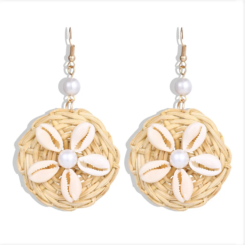 VKME fashion shell earrings set ladies bohemian flowers long tassel earrings 6 pairs / set ladies Brincos Beach Jewelry - Окраска металла: ZL0000626