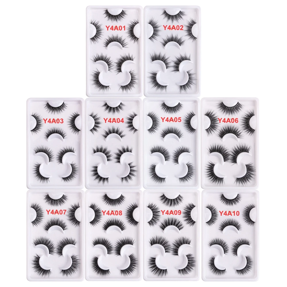 12 пар коротких натуральных объемных накладных ресниц ручной работы из норки