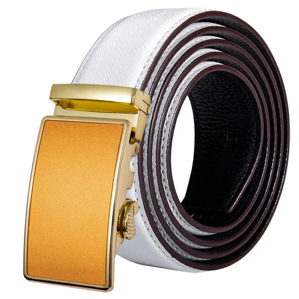 

Fashion Designer Yellow Leather Belts for Men Automatic Ratchet Belt for mens Luxury Cowhide Genuine Leather Jeans Strap