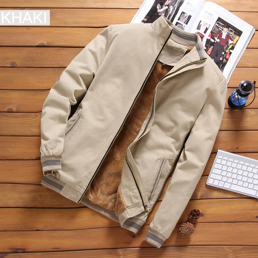 Осенняя мужская куртка-бомбер, повседневная мужская верхняя одежда, флисовая Толстая теплая ветровка, мужская куртка, военная бейсбольная куртка, Мужская одежда