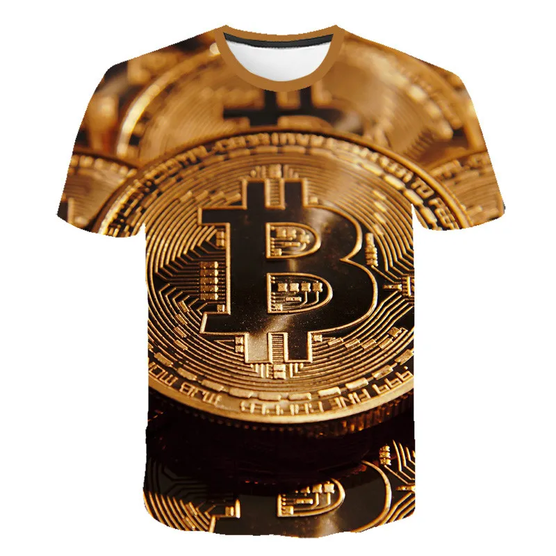 

2021 Summer New Blockchain Bitcoin 3D Printing T-Shirt Men's Short Sleeve O-Neck Top Style Fun Hip Hop Street Loose Clothing
