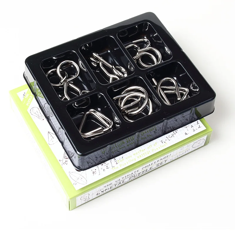 6 шт./компл. металлических материалов головоломка Монтессори провода IQ Разум