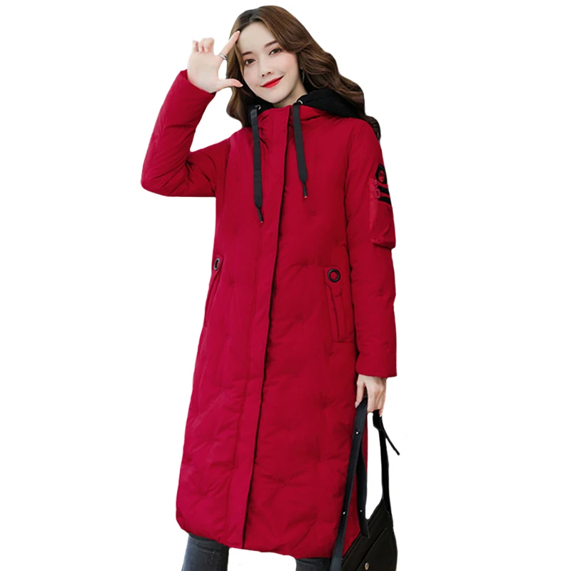 

Вышивка 2020 женское длинное пальто, Зимняя парка с капюшоном, теплая пуховая куртка, женские парки с хлопковой подкладкой