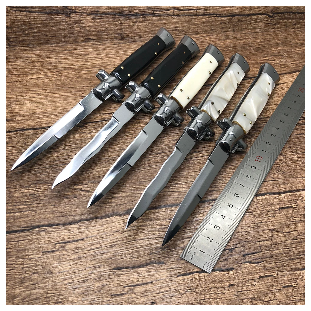 11 &quotИтальянский AKC Stiletto мафия Тактический выживания складной нож 440C зеркало