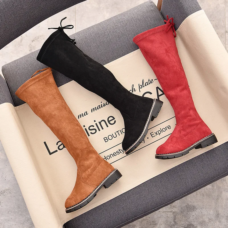 

5 6 7 8 9 10 12 Years Girls Kids Children School Plus Velvet Red Black Over Knee Long Snow Boots Snowboots New Winter For Girls