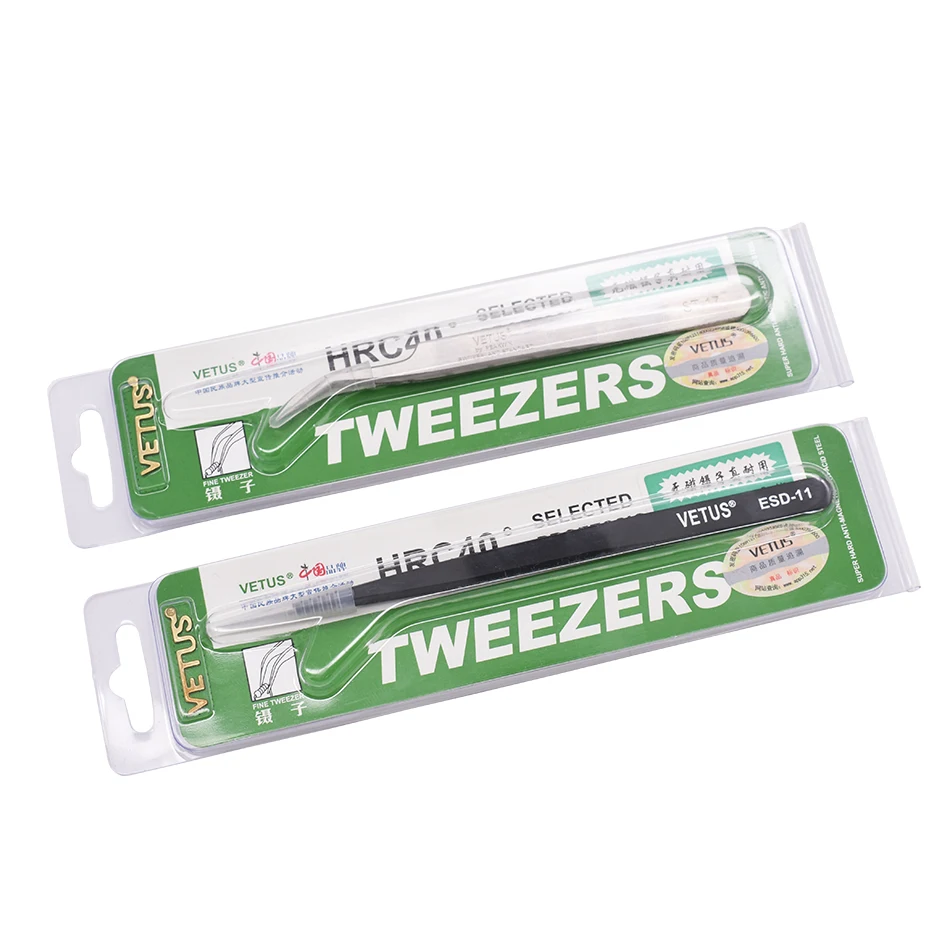 Оригинальный черный Нержавеющая сталь пинцеты VETUS HRC40 антистатические щипцы ST от