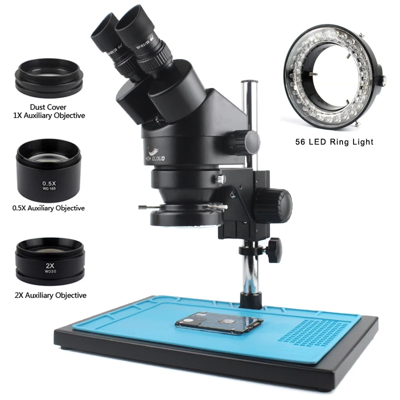 Stereo Microscope Magnification + 56 Adjustable Led Lights P