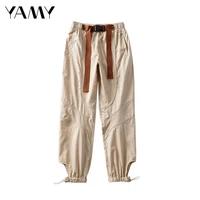new 2020 women cargo trousers with belt loose winter fall military pants capris high waist casual female army green sweatpant