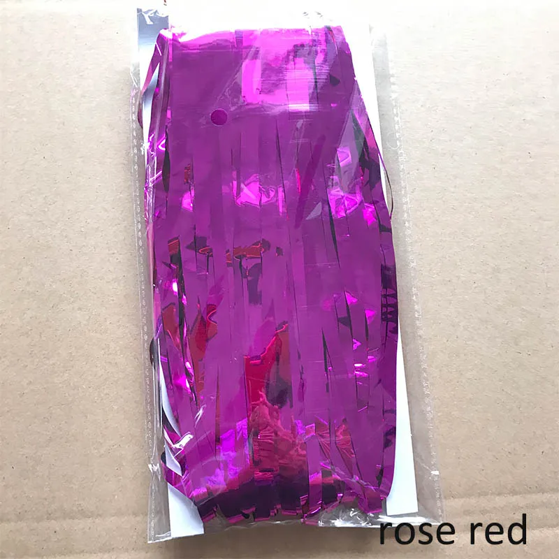 rose red 10 шт. 1*1 м полоса фольги занавеска с блестками гирлянды для украшения помещения с днем рождения украшения для свадебной вечеринки украшения - Цвет: rose red