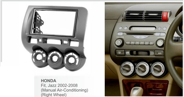 2Din автомобильный комплект для Honda 2002 2008 Fit Spot Jazz (ручной A/C правое колесо) DVD рамка