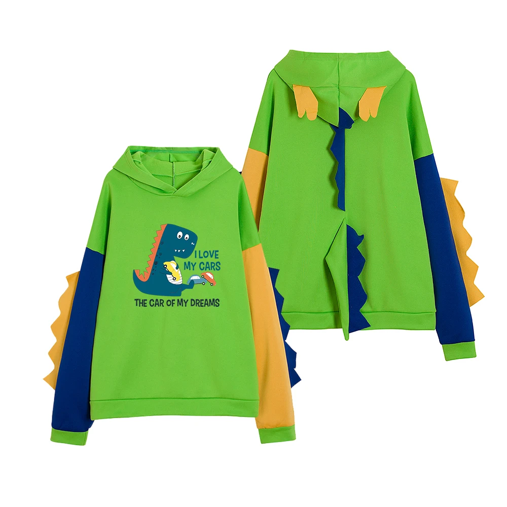 

Dinosaur Cartoon Oversized Hoodie Women Korean Fashion Sweatshirt for Girls Hip Hop Cute Pullover Streetwear Contrast Color
