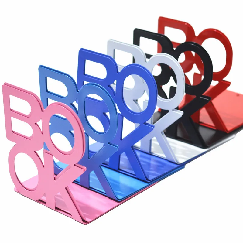 

Alphabet Shaped Metal Bookends Iron Support Holder Desk Stands For Books