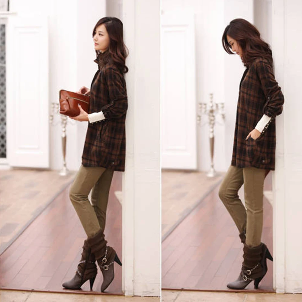 Женские зимние штаны из флиса с высокой талией обтягивающие теплые цвета хаки