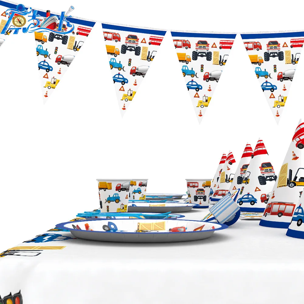 Авто инженерный автомобиль тема посуда Дети День рождения компоновка