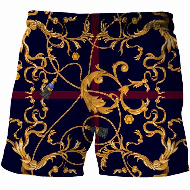

New Fashion 3D Chain shorts Printed Board Shorts Men Flower Beach Shorts For Male Summer Sport Surfing Shorts 2021 Men clothing