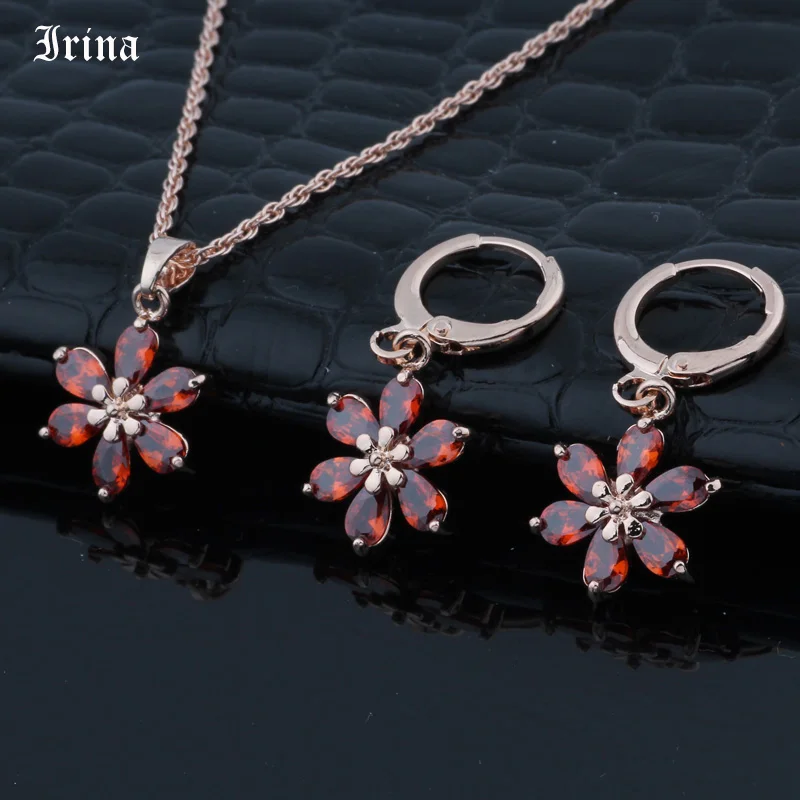 Женские серьги подвески с фианитом розовое золото 585 пробы|Ювелирные наборы| |