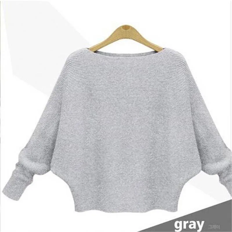 Женские вязаные свитера с круглым вырезом и рукавом летучая мышь теплая