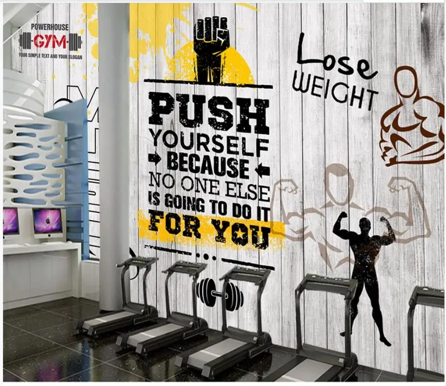 Пользовательские фото обои для стен 3 d фрески винтажные доски спорт фитнес клуб