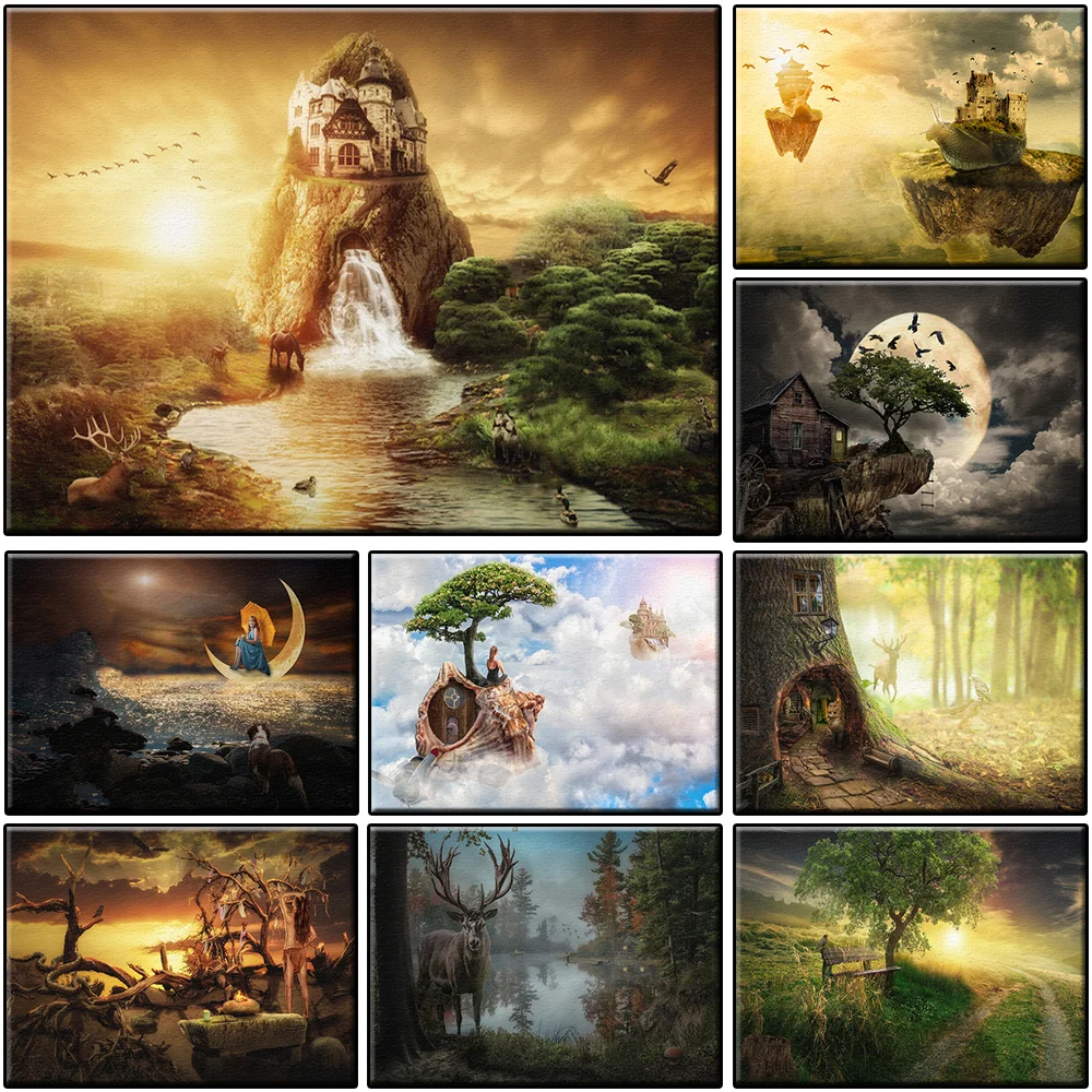 

Diamond Painting Abstract Landscape Movie Scene 5D DIY Fairy Tale Cross Stitch Forest Pic Bead Embroidery Home Decor Unique Gift