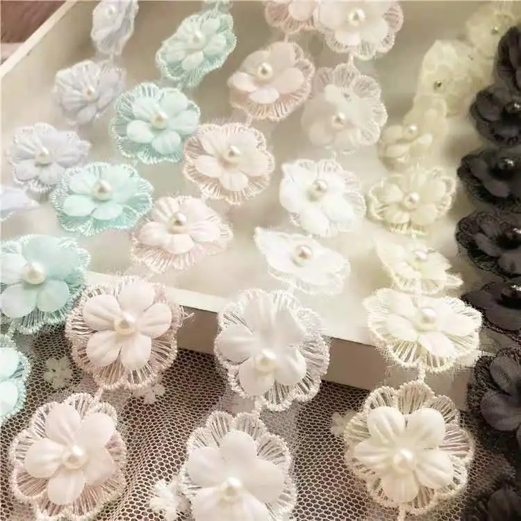 

Organza White Lace Nails Pearl Lace Flowers DIY Handmade Decoration Accessories
