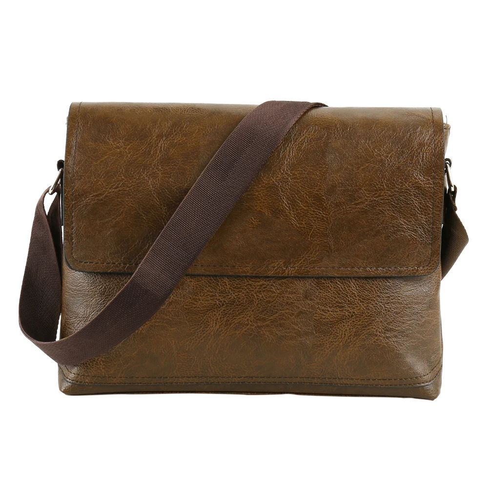 Light Brown Модные мужские сумки, мужские Сумки из искусственной кожи, сумки-мессенджеры для мужчин, Повседневная Деловая винтажная сумка через плечо - Цвет: Light Brown