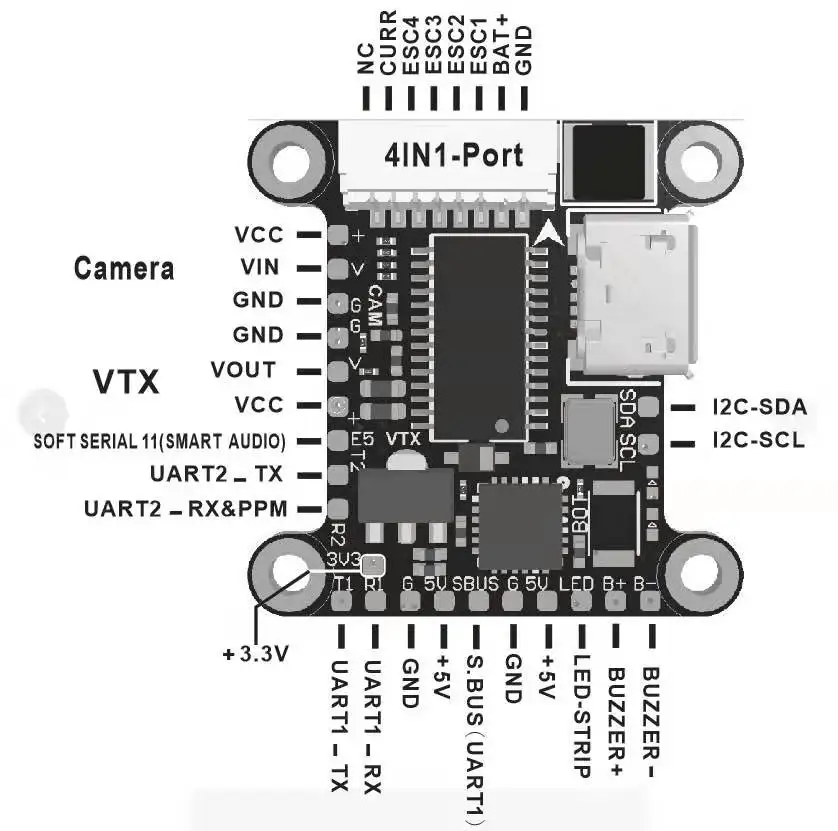 Talon F4 Mini Fly Tower F4 управление полетом Betaflight+ 15A BLHELI-S 4в1 ESC+ 40CH 100 мВт VTX для микродрона FPV