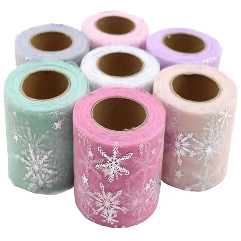 25Y Снежинка Тюль катушка рулон ткани Свадьба День Рождения украшения фестиваль