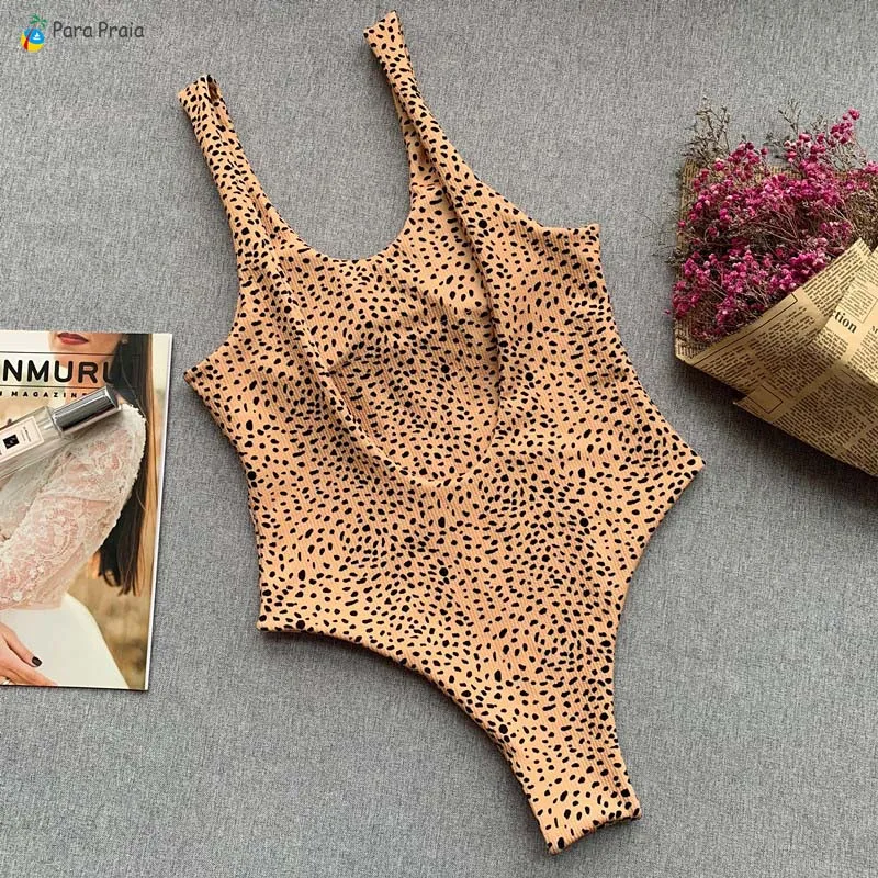 Новый слитный купальник с открытой спиной женский Купальник леопардовый