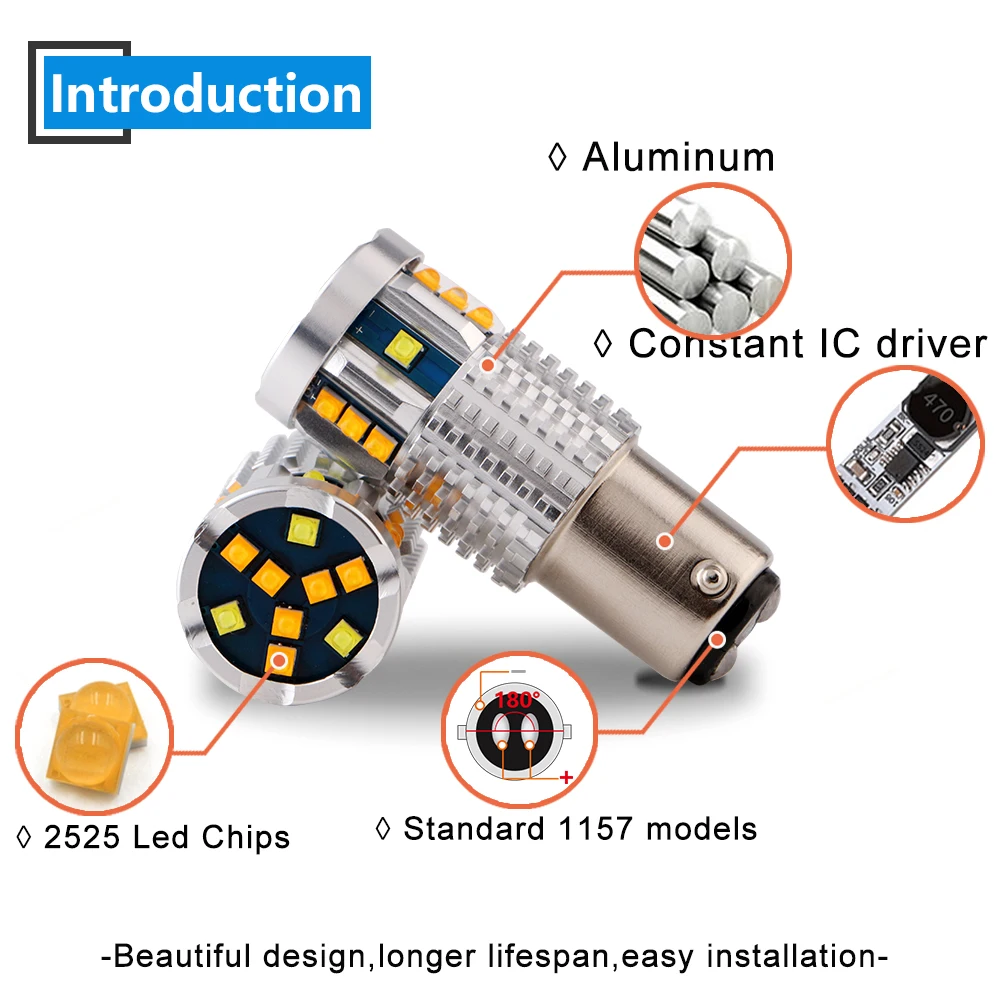 4X Canbus 7443 12 В 2525 21SMD P21/5 Вт 1157 BAY15D 3157 T20 Светодиодные лампы для автомобиля дневный
