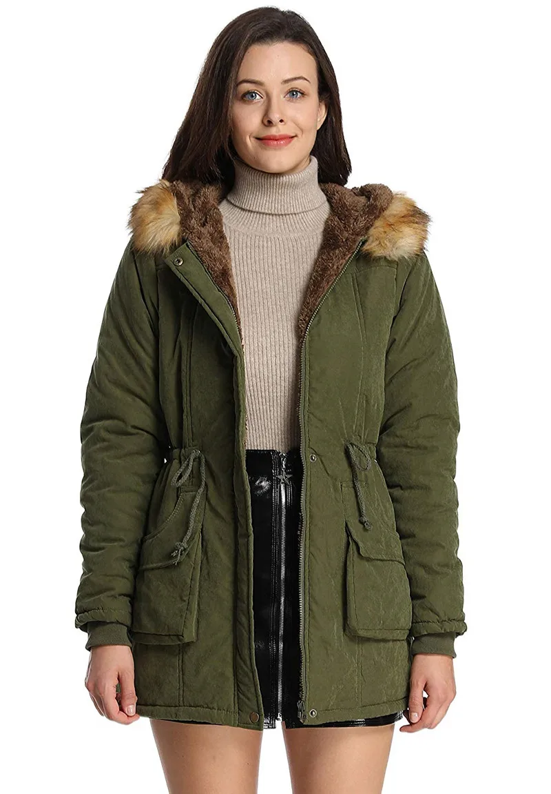 

Высокое качество, женские теплые пальто с капюшоном, мягкая верхняя одежда из искусственного меха, пальто зеленого цвета